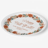 Erntedank Herbstfeuer glücklicher Fall Y’all Pappteller (Schrägansicht)