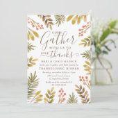 Erntedank Herbstgrönen Wasserfarbenregen Einladung (Stehend Vorderseite)