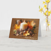 Erntedank Herbstkerze mit Kernen Karte (Gelbe Blume)
