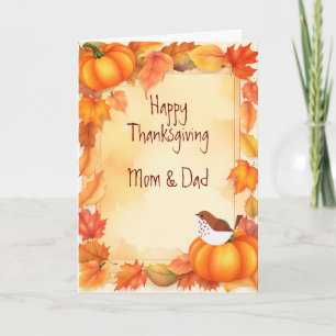 Erntedank Herbstkranz Süßer Vogel für Mama Papa Feiertagskarte
