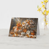 Erntedank Herbstkürme und Mums in einer Scheune Karte (Gelbe Blume)