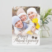 Erntedank Herbstlaub Einfaches Skript-Foto Feiertagskarte (Stehend Vorderseite)