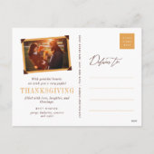 Erntedank Herbstlaub Einfaches Skript-Foto Feiertagspostkarte (Rückseite)