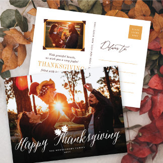 Erntedank Herbstlaub Einfaches Skript-Foto Feiertagspostkarte