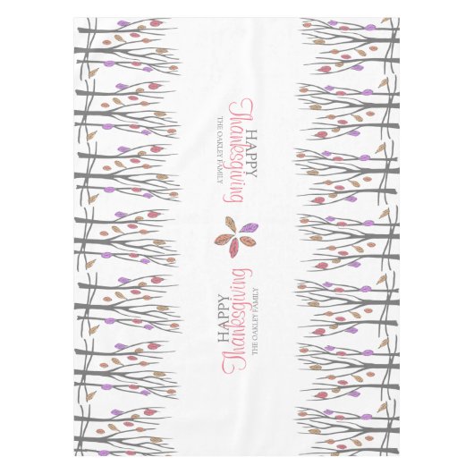 Erntedank Herbstlaub personalisiert Familienname Tischdecke (Vorderseite)