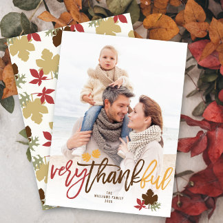 Erntedank-Herbstlaub Pinsel-Script-Foto Feiertagskarte