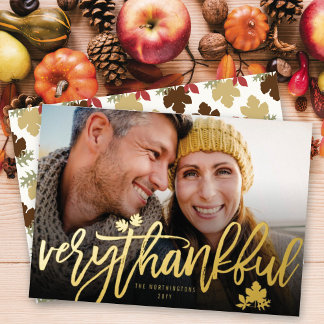 Erntedank-Herbstlaub Pinsel-Script-Foto Folien Feiertagskarte