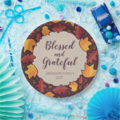 Erntedank Herbstlaub Selig Dankbar Pappteller (Party)