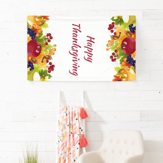 Erntedank Herbstlaubs Apples Berries Editable Banner (Insitu)