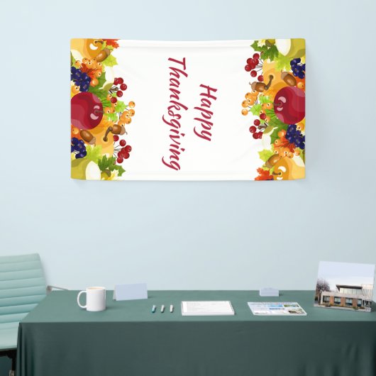 Erntedank Herbstlaubs Apples Berries Editable Banner (Messeveranstaltung)