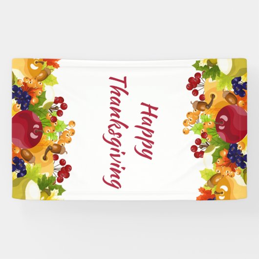 Erntedank Herbstlaubs Apples Berries Editable Banner (Horizontal)