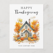 Erntedank Herbstlaubs Pumpkins House Realty Feiertagspostkarte (Vorderseite)