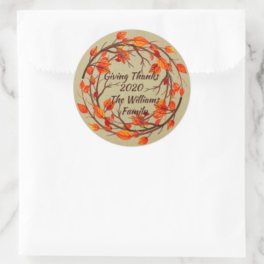 Erntedank-Herbstleaf hinzufügen Runder Aufkleber (Tasche)