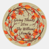 Erntedank-Herbstleaf hinzufügen Runder Aufkleber (Vorderseite)