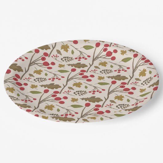 Erntedank Herbstleaves Herbstessen Party Pappteller (Schrägansicht)