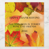 Erntedank Herbstleaves Rotes Orange Gelb Weinetikett (Einzelnes Label)