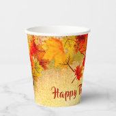 Erntedank Herbstlebe auf Altpapier Pappbecher (Vorderseite)