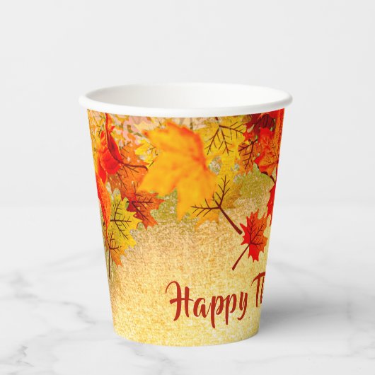 Erntedank Herbstlebe auf Altpapier Pappbecher (Vorderseite)