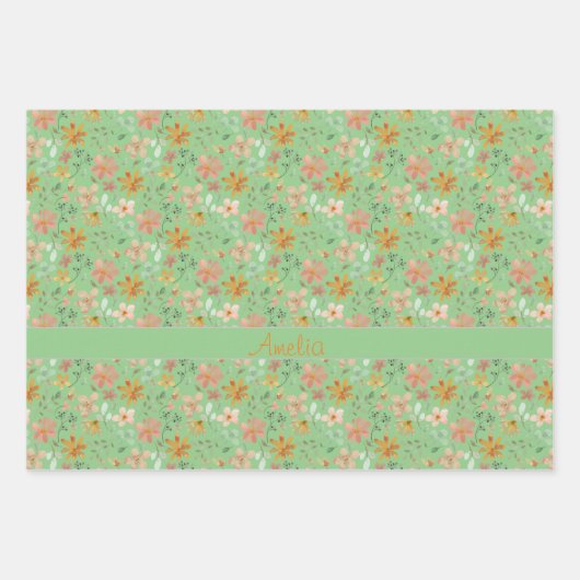 Erntedank Herbstliche Blume gelber Mustername Geschenkpapier Set (Vorderseite 2)