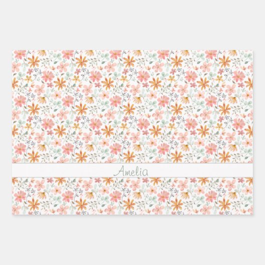 Erntedank Herbstliche Blume gelber Mustername Geschenkpapier Set (Vorderseite)