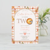 Erntedank Herbstliche Süsse Pie Gingham 2. Geburts Einladung (Stehend Vorderseite)