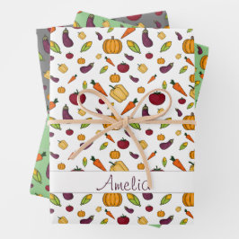 Erntedank Herbstpflanzlicher Name Geschenkpapier Set