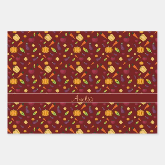 Erntedank Herbstpflanzlicher Name Geschenkpapier Set (Vorderseite 3)