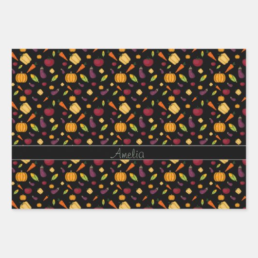 Erntedank Herbstpflanzlicher Name Geschenkpapier Set (Vorderseite 2)