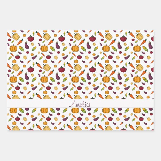 Erntedank Herbstpflanzlicher Name Geschenkpapier Set (Vorderseite)