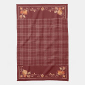 Erntedank Herbstverläufe Kariert rot Geschirrtuch (Vertikal)