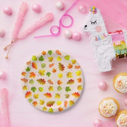 Erntedank Herbstverlöschen auf Beige Pappteller (Party)