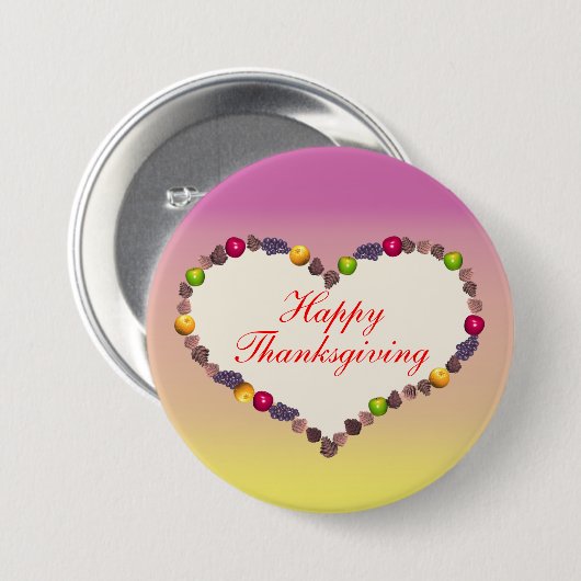 Erntedank Herz - rosa und gelb Button (Vorne & Hinten)