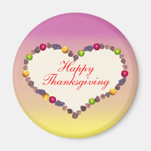 Erntedank Herz - rosa und gelb Magnet