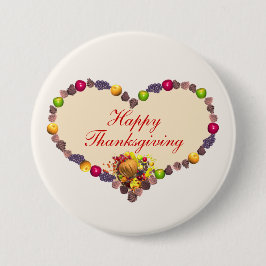 Erntedank Herz und Cornucopia Button