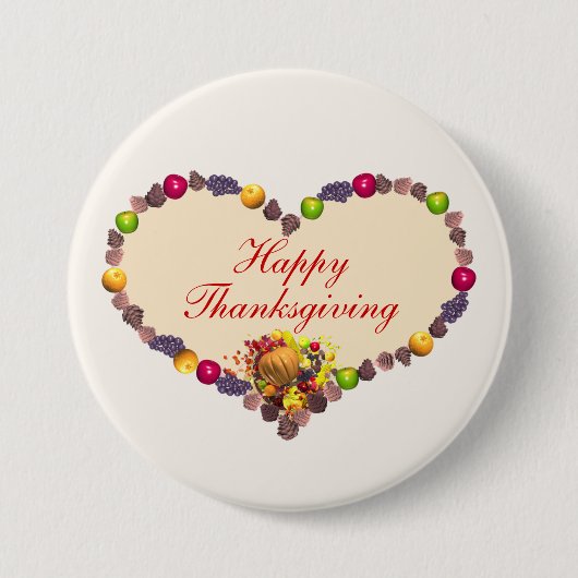 Erntedank Herz und Cornucopia Button (Vorderseite)