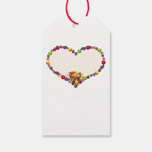 Erntedank Herz und Cornucopia Geschenkanhänger (Rückseite)