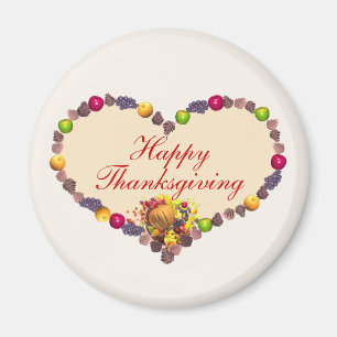 Erntedank Herz und Cornucopia Magnet