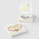 Erntedank Herz und Cornucopia Steinuntersetzer (Seitenansicht)