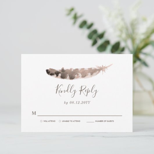 Erntedank Hochzeit | Helle Türkei Feather UAWG RSVP Karte (Stehend Vorderseite)