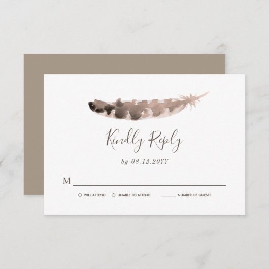 Erntedank Hochzeit | Helle Türkei Feather UAWG RSVP Karte (Vorne/Hinten)