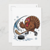 Erntedank Hockey Eishockey Türkei Gobbler Feiertagspostkarte (Vorne/Hinten)