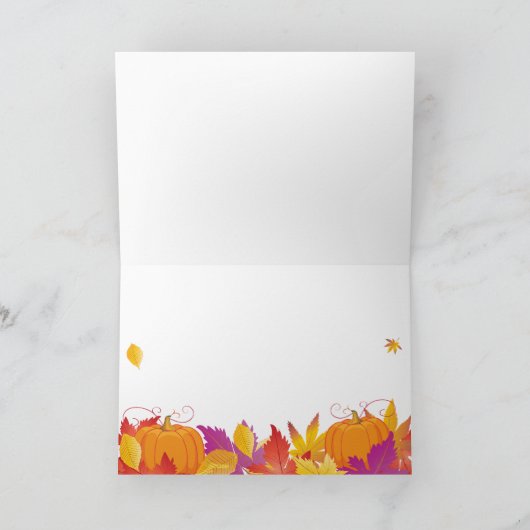 Erntedank Holiday Fall Gold Maple Blätter Holz Karte (Innenseite)