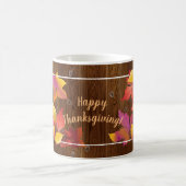 Erntedank Holiday Fall Maple Blätter Holzdekoratio Kaffeetasse (Mittel)