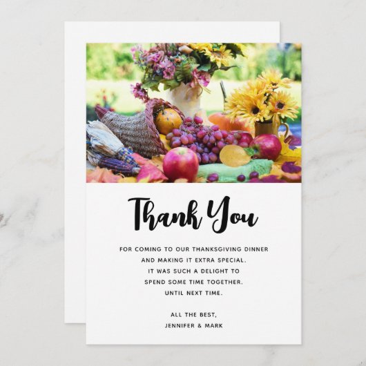 Erntedank Holiday Herbst Erntetisch Dankeskarte (Vorne/Hinten)