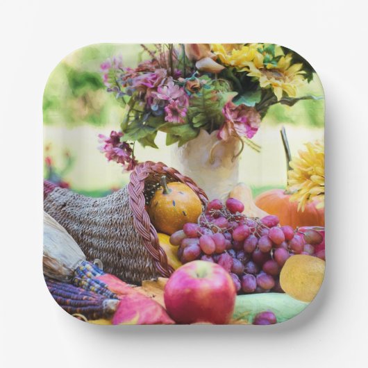 Erntedank Holiday Herbst Erntetisch Pappteller (Vorderseite)