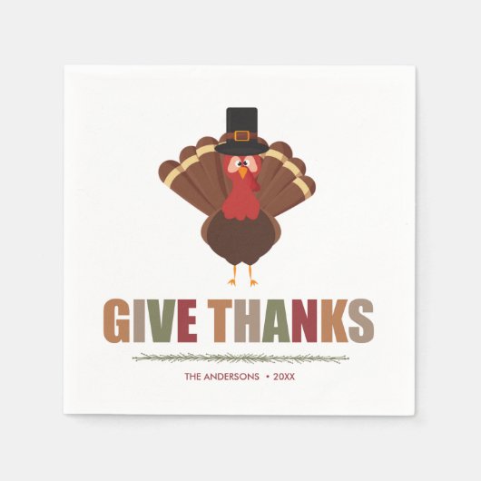 Erntedank Holiday Turkey Danke Serviette (Vorderseite)