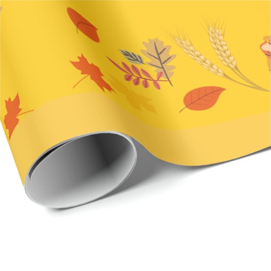Erntedank Holiday Yellow Geschenkpapier (Rolleneckpunkt)
