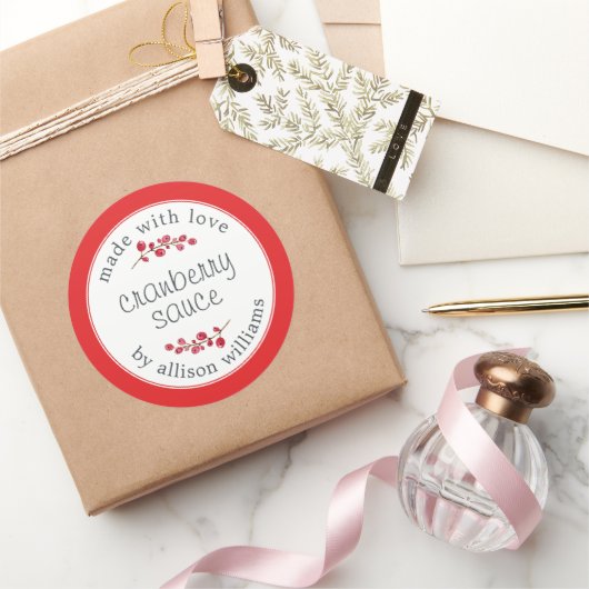 Erntedank Homemade Cranberry Sauce Bright Red Runder Aufkleber (Schenken)