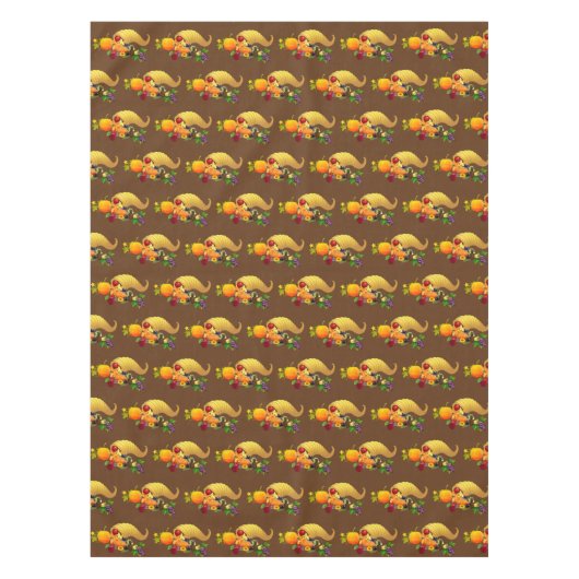 Erntedank Horn von Plenty über Brown Tischdecke (Vorderseite)
