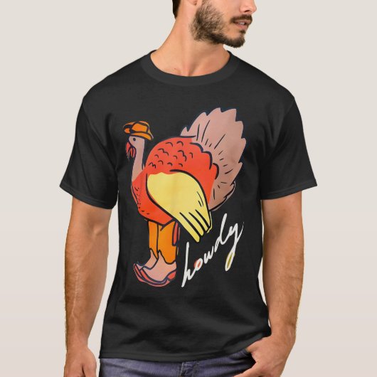 Erntedank Howdy Türkei T-Shirt (Vorderseite)